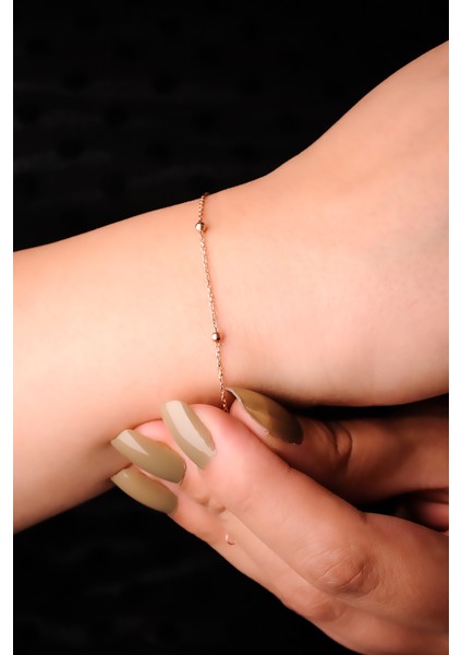 925 Ayar Gümüş Top Top Model Gold Renk Bileklik modelleri