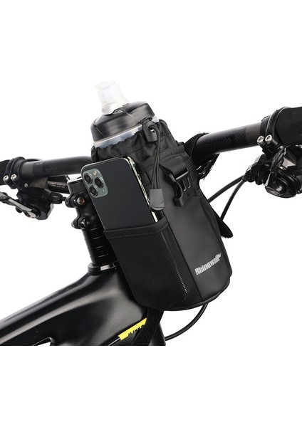 RK9105 Bisiklet Gideri Su Şişesi Telefon Çantası Siyah (Yurt Dışından)