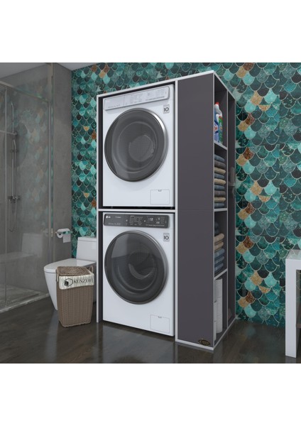 Kenzlife çamaşır-kurutma makinesi dolabı demyan gri 180*090*60 banyo kapaksız arkalıksız