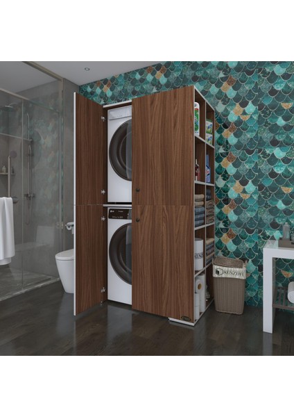 Kenzlife çamaşır-kurutma makinesi dolabı kapaklı fedyenka cvz 180*090*60 banyo arkalıksız