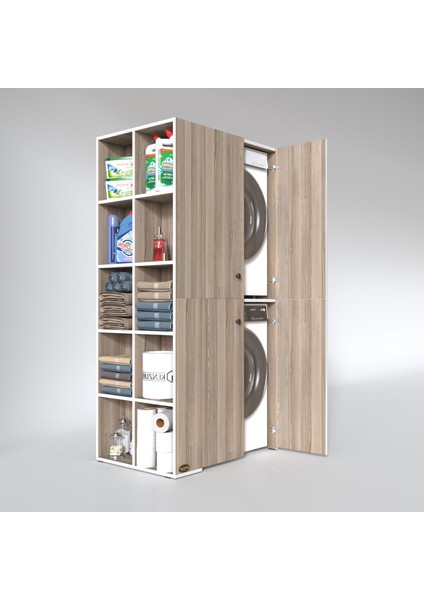 Kenzlife çamaşır-kurutma makinesi dolabı kapaklı fedyenka crd 180*090*60 banyo arkalıksız