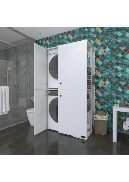 Kenzlife  çamaşır-kurutma makinesi dolabı kapaklı foka byz 180*090*60 banyo