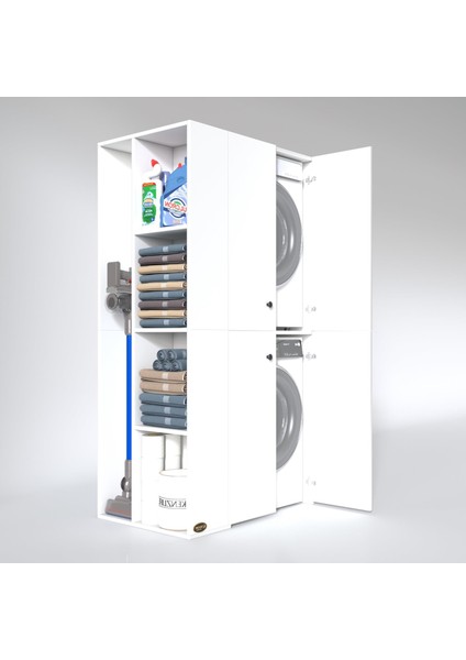 Kenzlife çamaşır-kurutma makinesi dolabı kapaklı foka byz 180*090*60 banyo arkalıksız