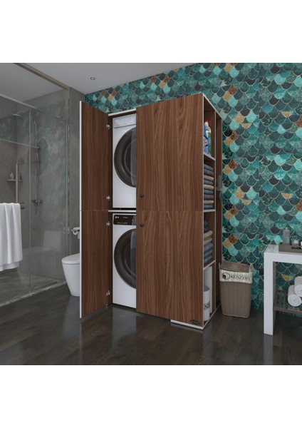 Kenzlife çamaşır-kurutma makinesi dolabı kapaklı foka cvz 180*090*60 banyo arkalıksız