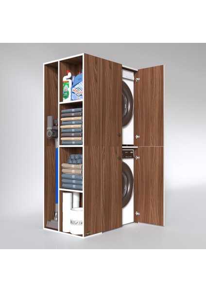 Kenzlife çamaşır-kurutma makinesi dolabı kapaklı foka cvz 180*090*60 banyo arkalıksız