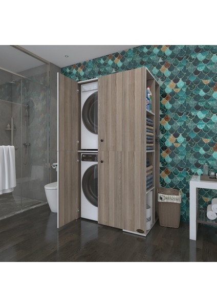 Kenzlife çamaşır-kurutma makinesi dolabı kapaklı foka crd 180*090*60 banyo arkalıksız indirimleri