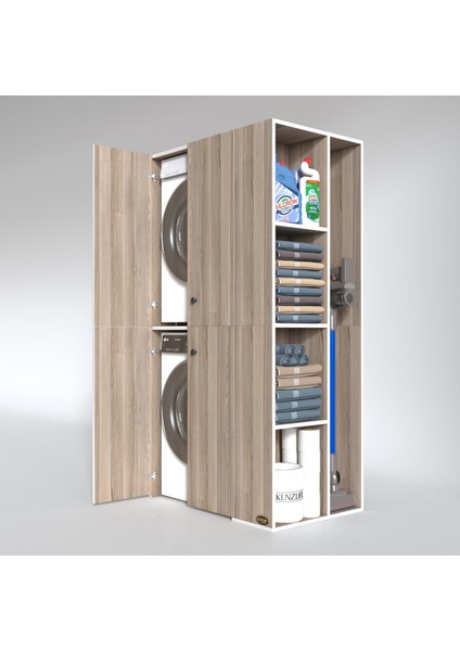Kenzlife çamaşır-kurutma makinesi dolabı kapaklı foka crd 180*090*60 banyo arkalıksız