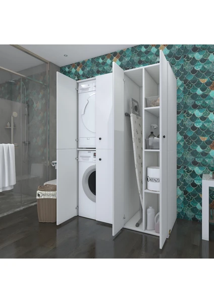 Kenzlife çamaşır-kurutma makinesi dolabı kapaklı yaromira byz 180*120*60 banyo arkalıksız