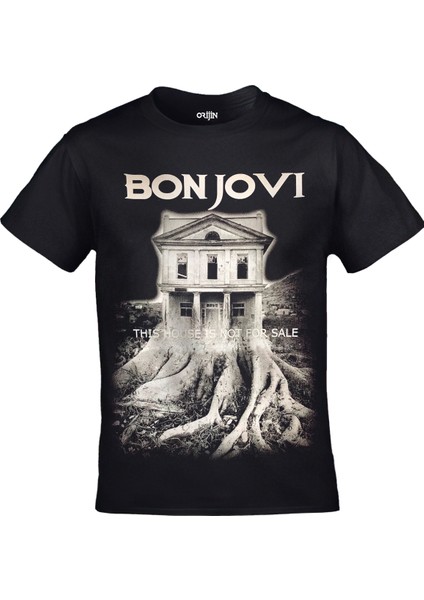 Bon Jovi - This House Is Not For Sale Unisex Baskılı Siyah Tshirt