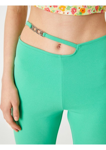 Bel Detaylı Geniş Paça Pantolon