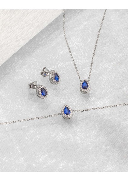 Zarif Pırlanta Modeli Gümüş Takı Seti