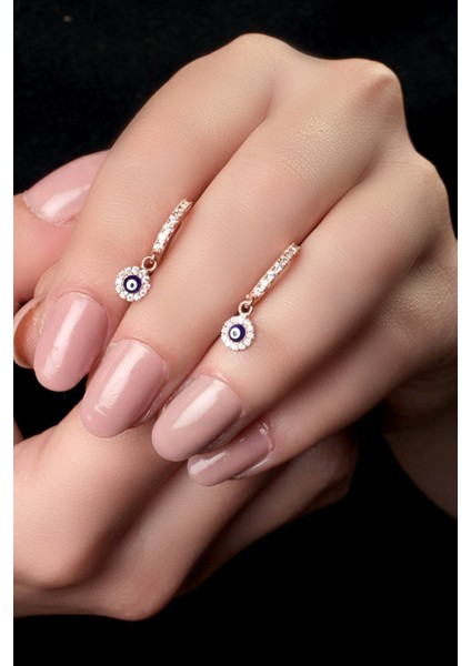 HİÇ GÜMÜŞ Kadın Rose Nazar Boncuğu Model 925 Ayar Gümüş Küpe fiyatları