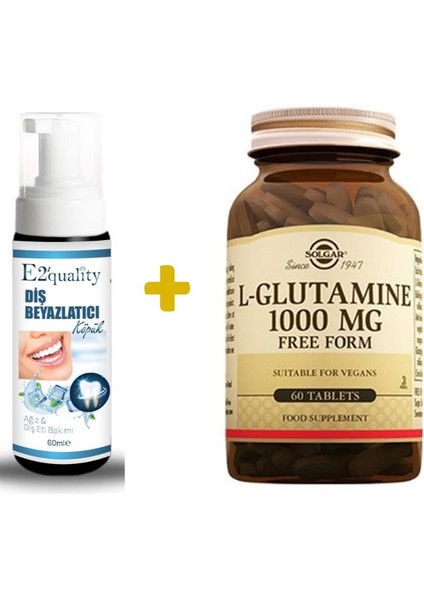 E2'Quality Diş Beyazlatıcı Köpük + Solgar L-Glutamine 1000 Mg 60 Tablet