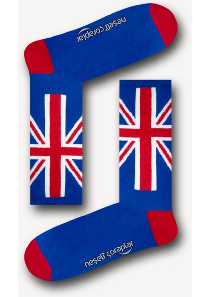 Ingiltere Bayrak Desenli Atletik Erkek Çorap