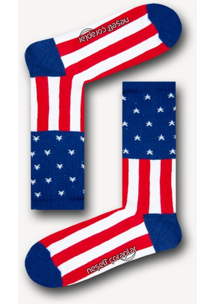 Amerika Bayrak Desenli Atletik Kadın Çorap