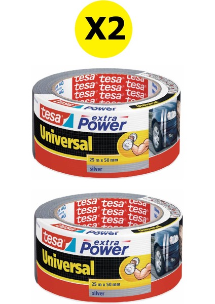 Extra Power Universal Duct Bant Gaffer Bant 25MX50MM Gri X2 Adet