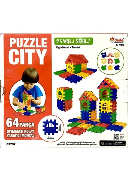 Puzzle City 3D Yapı ve Tasarım Blokları 64 Parça indirimleri