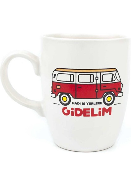 Beyaz Hadi Bi Yerlere Gidelim Kırmızı Minibüs Tasarım Kupa
