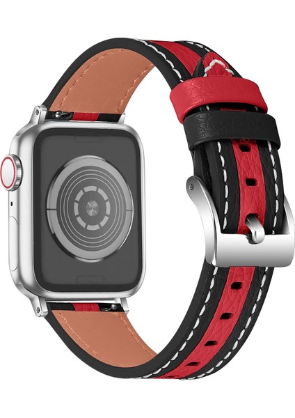 Apple Watch 7 41MM / 6 & Se & 5 & 4 40MM / 3 & 2 ve 1 38MM Siyah Kırmızı (Yurt Dışından)