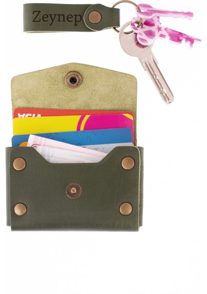 Kişiselleştirilmiş Deri Büyük Zarf Bozuk Para Cüzdanı ve Anahtarlık Set fiyatları