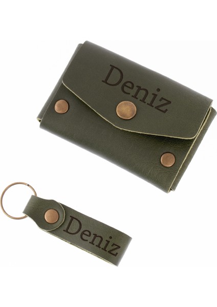 Kişiselleştirilmiş Deri Büyük Zarf Bozuk Para Cüzdanı ve Anahtarlık Set indirimleri