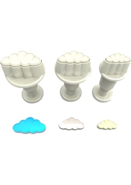 3lü Bulut Şeker Hamuru Şekillendirici Enjektörlü Kopat 1.2x1.7x2.2 cm