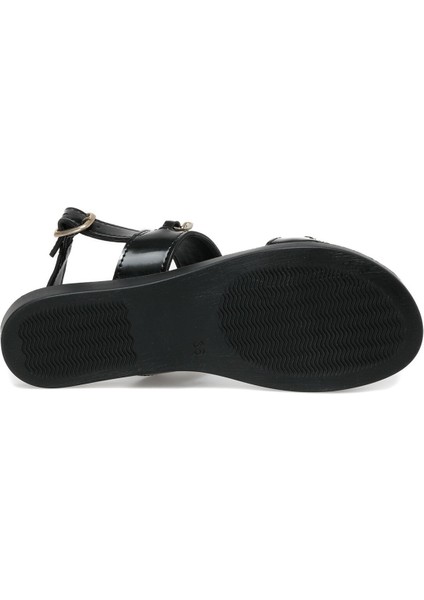 DS22021 2FX Siyah Kadın Düz Sandalet