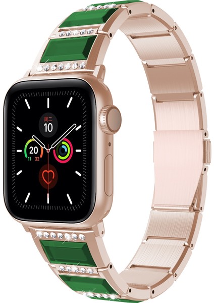Apple Saat İçin Ste Saat KayışıS 7 45 mm. - & 6 & Se & 5 & 4 44 mm. Altin - Yeşil (Yurt Dışından)