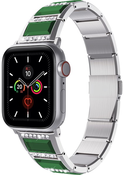 Apple Saat İçin Ste Saat KayışıS 7 45 mm. - & 6 & Se & 5 & 4 44 mm. Gümüz - Yeşil (Yurt Dışından)