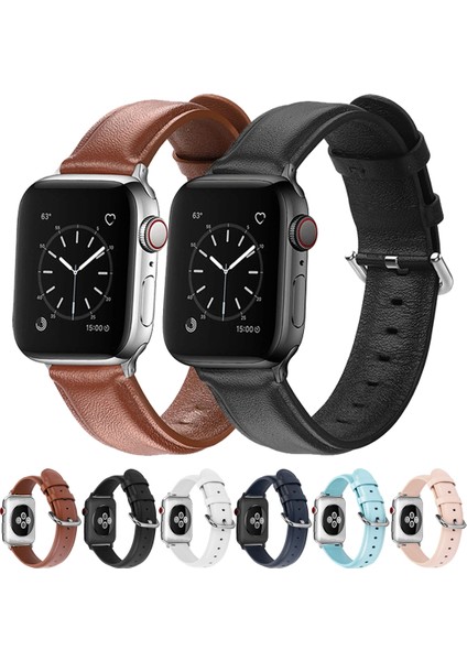 Apple Saat Sky Mavi İçin Deri Saat Bantları (Yurt Dışından)