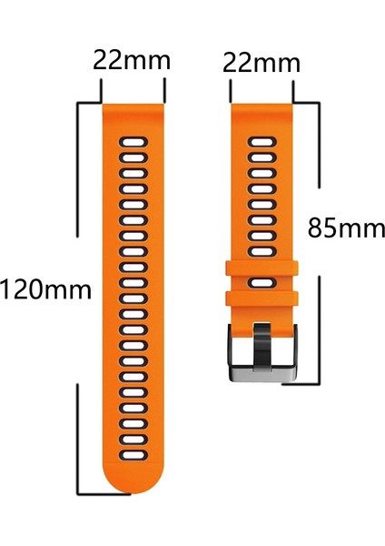 Huawei İçin 22 mm. Silikon Kayış 3 Beyaz - Turuncu (Yurt Dışından)