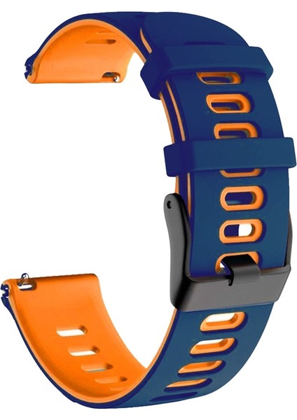 Huawei İçin 20 mm. Renkli Silikon Kayış 2 Koyu Mavi - Turuncu (Yurt Dışından)