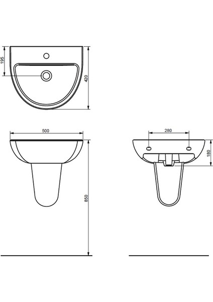 Natura Yarım Ayak Lavabo
