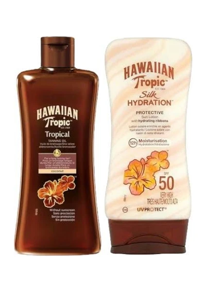 Hawaiian Tropic Hindistan Cevizi Tropikal Yoğun Bronzlaştırıcı Yağ 200ML + Güneş Losyonu Spf 50+ 180 ml