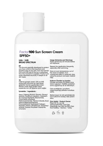 Güneş Kremi Spf50+ 100 Ml 2 Adet