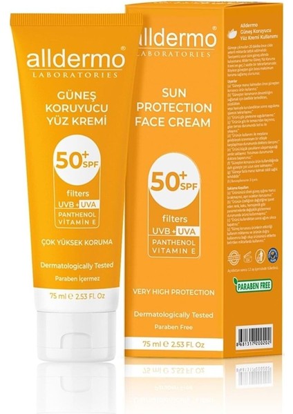 Güneş Koruyucu Yüz Kremi Spf 50 75 Ml