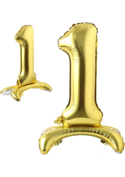 Partipan Ayaklı 1 Rakam Gold Folyo Balon