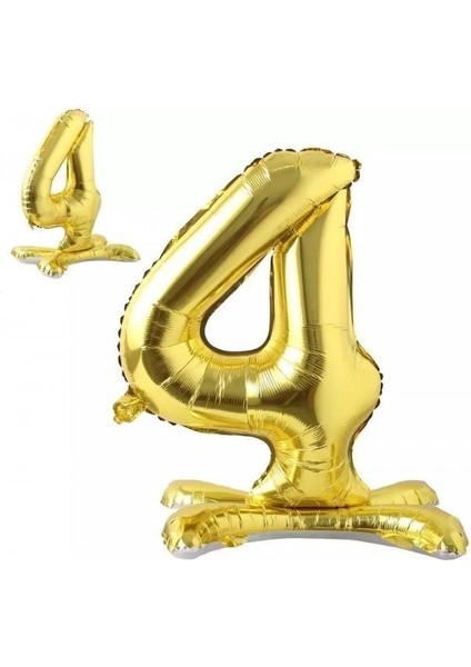 Partipan Ayaklı 4 Rakam Gold Folyo Balon