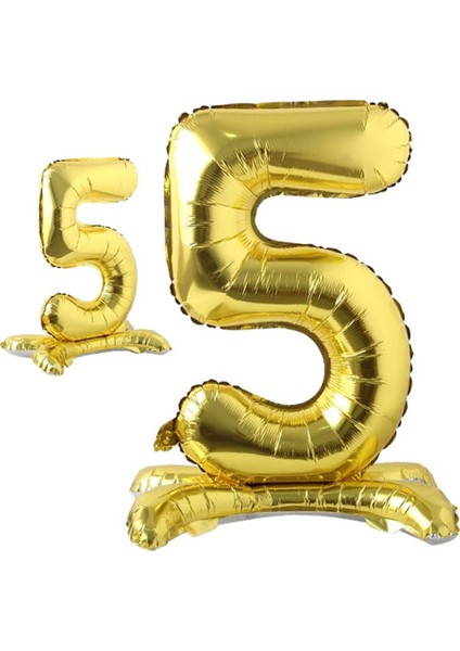 Partipan Ayaklı 5 Rakam Gold Folyo Balon