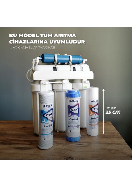 H-Max Reverse Osmosis System Açık Kasa Su Arıtma 3lü Filtre Seti