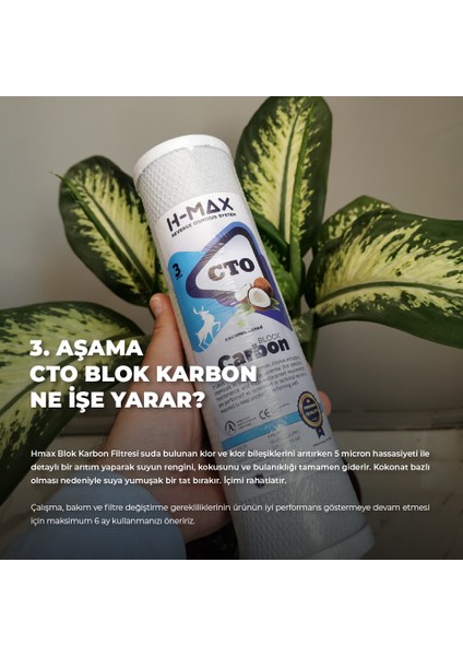 H-Max Reverse Osmosis System Açık Kasa Su Arıtma 3lü Filtre Seti