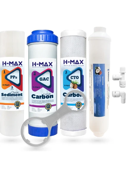 H-Max Reverse Osmosis System Açık Kasa Su Arıtma 4lü Filtre Seti