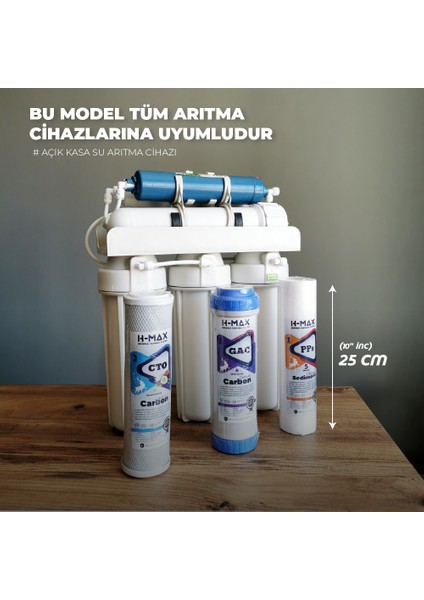 H-Max Reverse Osmosis System Açık Kasa Su Arıtma 4lü Filtre Seti