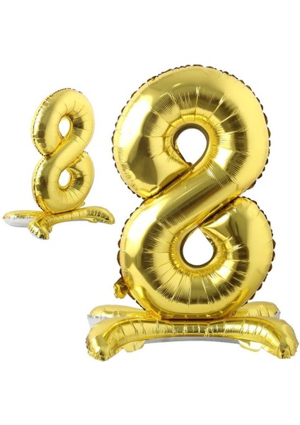 Partipan Ayaklı 8 Rakam Gold Folyo Balon