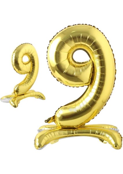 Partipan Ayaklı 9 Rakam Gold Folyo Balon