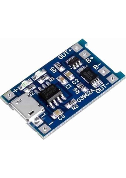 TP4056 Korumalı Lityum Pil Şarj Devresi Micro USB Batarya