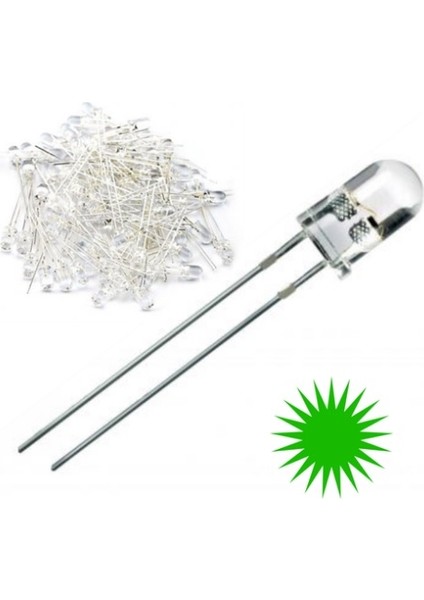 5mm Şeffaf Yeşil LED - 1000 Adet