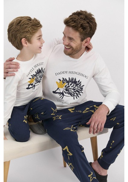 1558 Daddy Hedgehog Krem Erkek Uzun Kol Pijama Takımı fiyatları