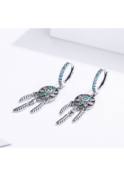 S925 Gümüş Retro Uzun Püskül Küpe (Yurt Dışından)