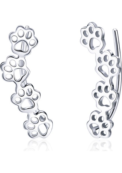 Pet Köpek Pençe Baskı S925 Gümüş Kadın Küpe (Yurt Dışından)